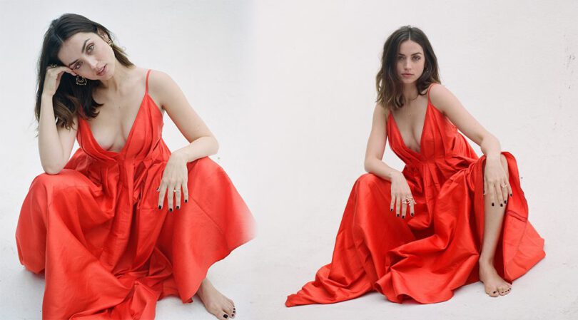 Ana de Armas’ Deep Cleavage and Sultry Poses in That Red Plunge Dress