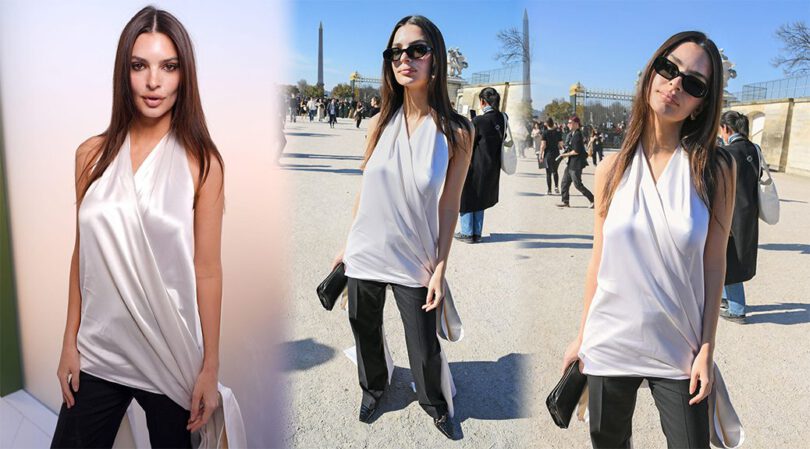 Emily Ratajkowski Goes Braless in Slippery Satin at Dior – Pokies Alert in Paris!