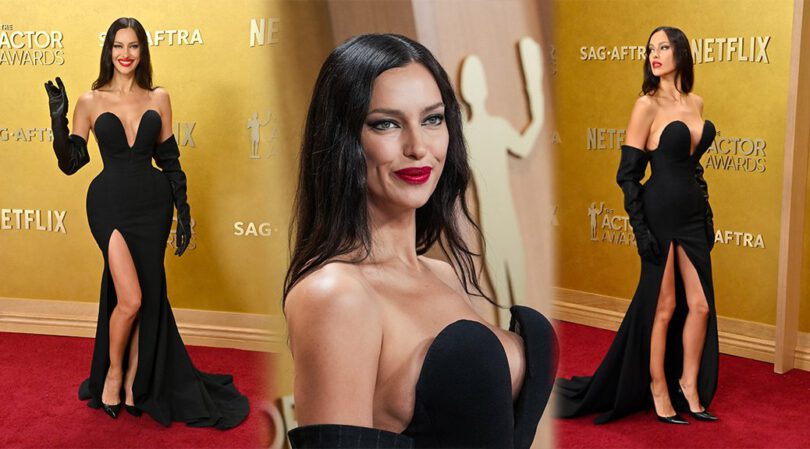 Irina Shayk’s Killer Curves Steal the Show in Plunging Black Gown at SAG Awards 2026