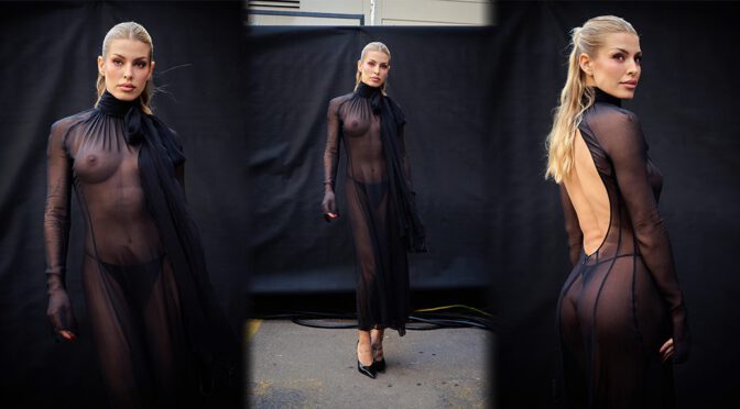 Jessica Goicoechea’s See-Through Black Mesh Dress Puts Her Boobs and Ass on Full Display in Milan (NSFW)