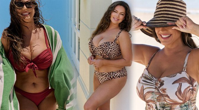 Kelly Brook’s Bursting Bust and Thick Thighs Take Center Stage in New Swimwear