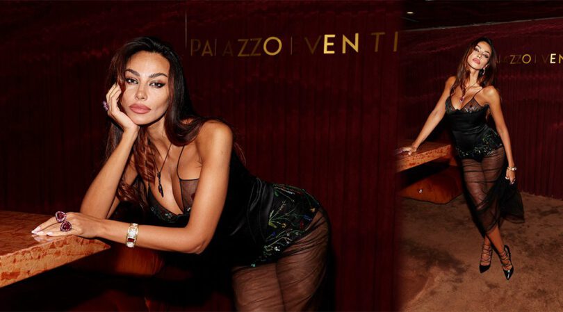 Sultry Goddess: Madalina Ghenea Dazzles in Lingerie-Inspired Look at PALAZZOEVENTI Party