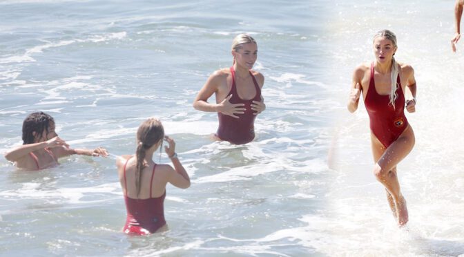 Olivia Dunne Red Swimsuit Baywatch