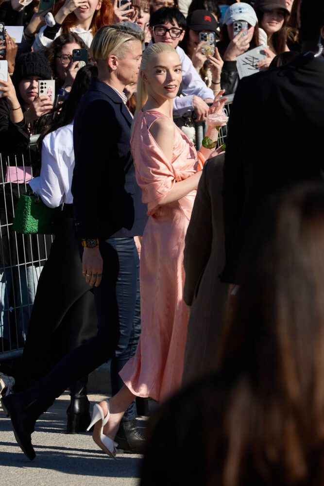 Anya Taylor Joy Sexy Pink Dior Slip Dress Paris Fashion Week