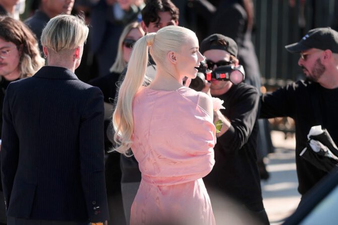 Anya Taylor Joy Sexy Pink Dior Slip Dress Paris Fashion Week
