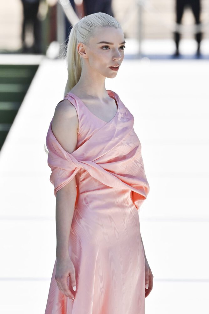 Anya Taylor Joy Sexy Pink Dior Slip Dress Paris Fashion Week