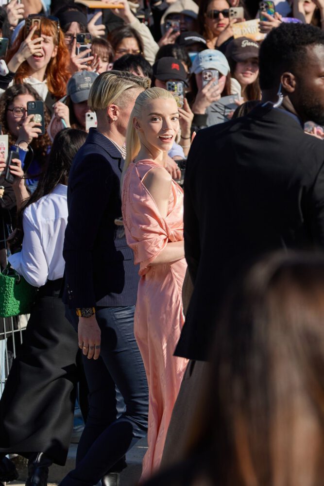 Anya Taylor Joy Sexy Pink Dior Slip Dress Paris Fashion Week