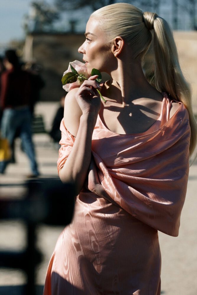 Anya Taylor Joy Sexy Pink Dior Slip Dress Paris Fashion Week