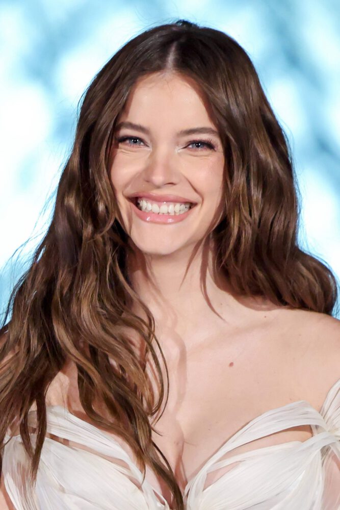Barbara Palvin Hot Cleavage Ribbon Gown Paris Fashion Week Louvre