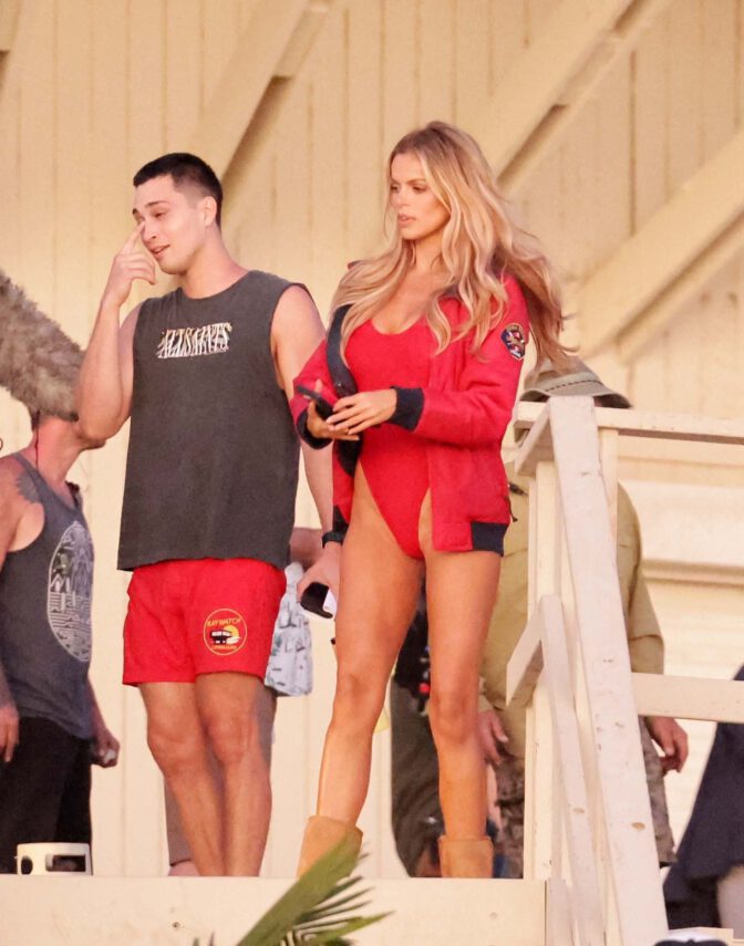 Brooks Nader Sexy Ass Cleavage Red Lifeguard Suit