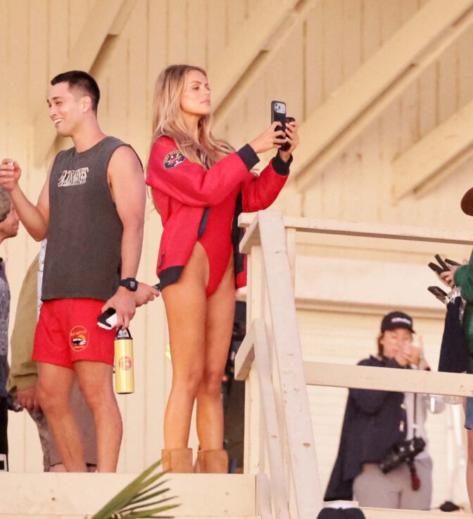 Brooks Nader Sexy Ass Cleavage Red Lifeguard Suit