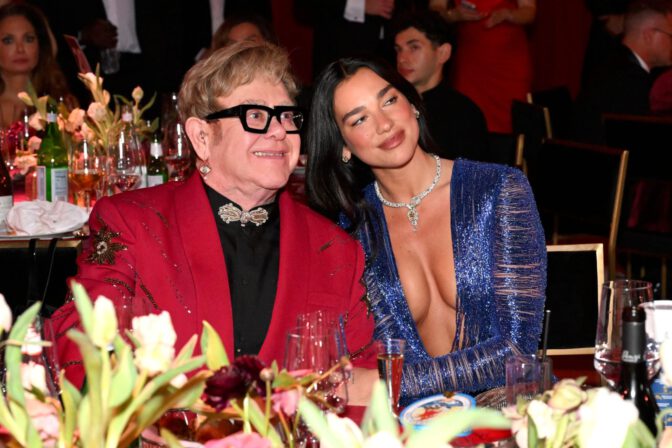 Dua Lipa Naked Dress Elton John Oscars Party