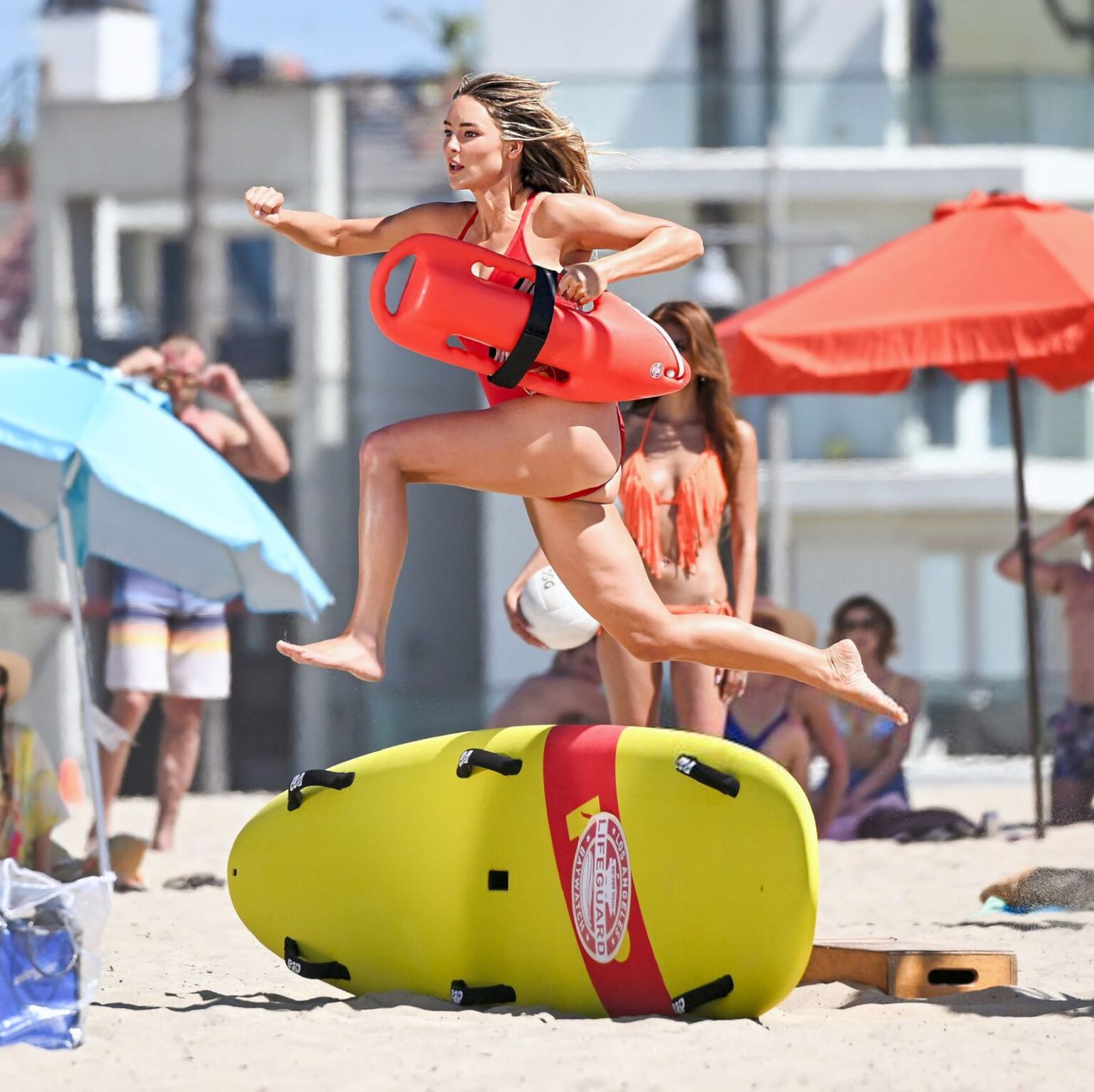 Hassie Harrison Big Boobs Red Swimsuit Baywatch Set