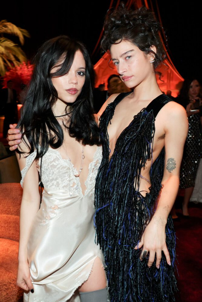 Jenna Ortega Deep Cleavage Thigh High Slip Actor Awards