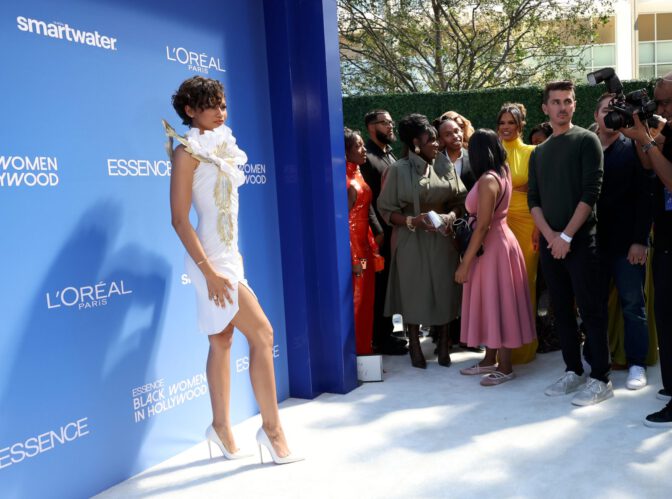 Zendaya Sexy Legs White Mini Dress Essence Awards