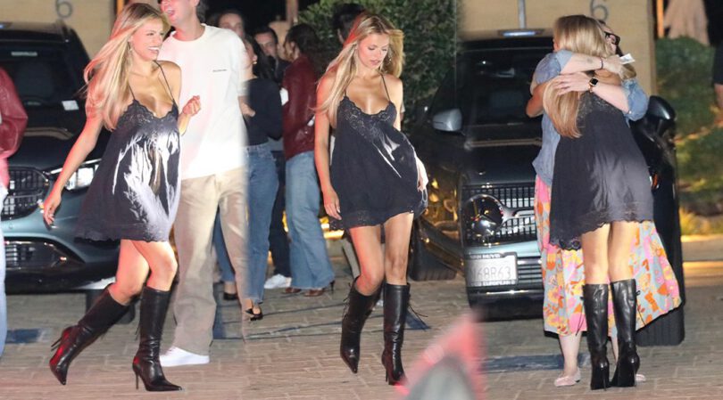 Brooks Nader’s Braless Slip Dress and Killer Boots Turn Easter Dinner at Nobu into Pure Fire
