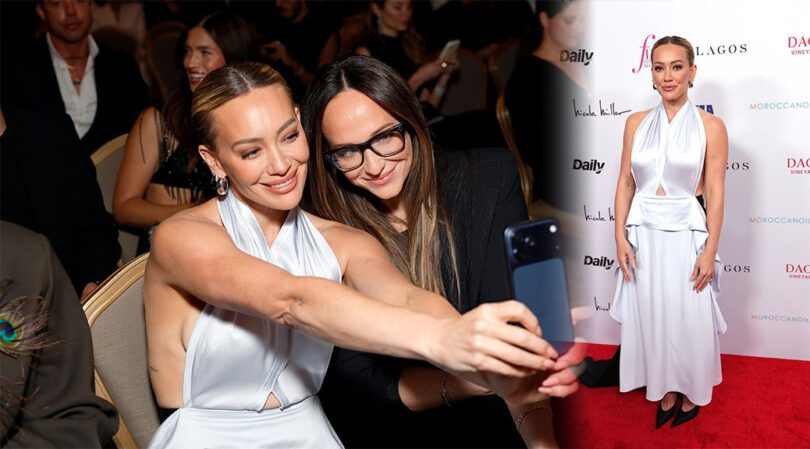 Hilary Duff Flaunts Her Braless Curves In A Tight White Satin Dress At The Fashion Awards
