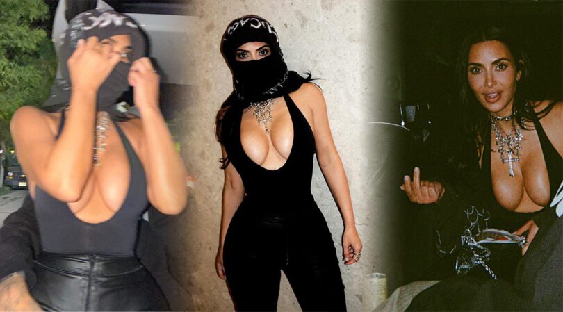 Kim’s Massive Boobs Nearly Burst Out as She Rocks Bandana Mask at Coachella