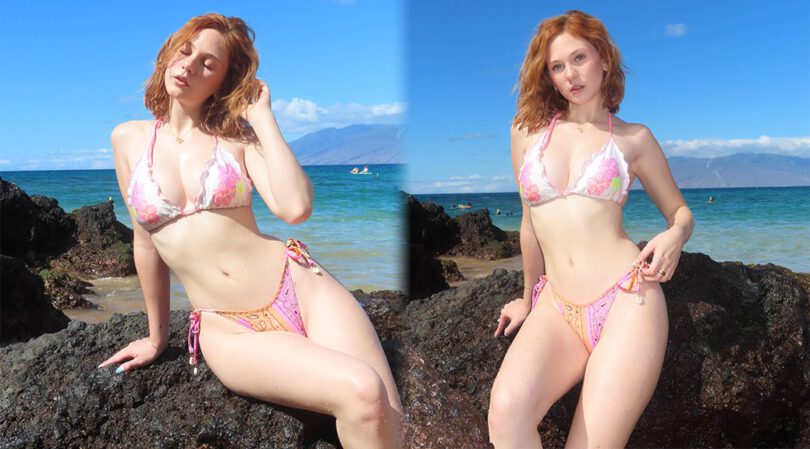 Lily Brooks O’Briant Flaunts Her Juicy Curves In Tiny Bikini On Hawaiian Rocks