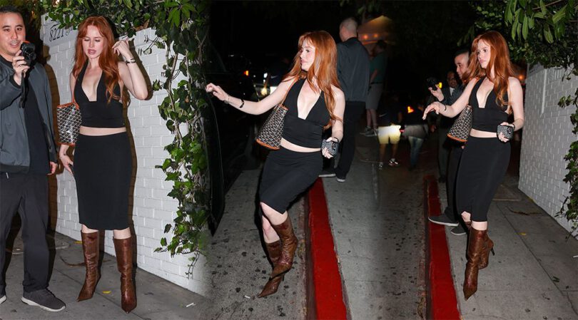 Red-Hot Madelaine Petsch Flashes Major Boobs in Plunging Top While Rocking Scuffed Cowboy Boots on Hollywood Night Out