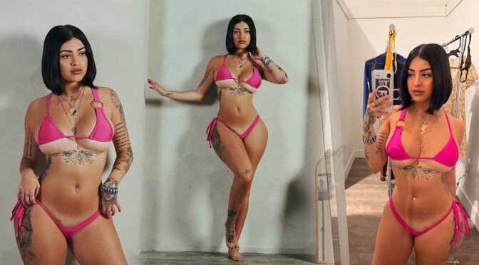 Malu Trevejo Flaunts Her Thick Curves And Heavy Cleavage In Tiny Pink Bikini