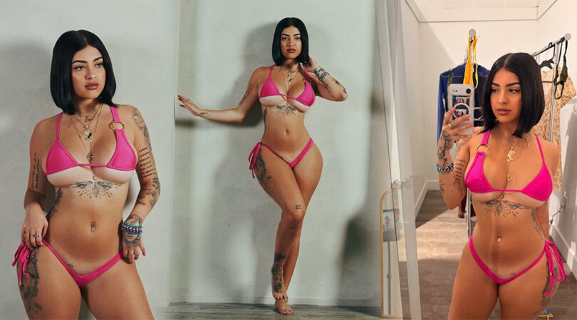 Malu Trevejo Flaunts Her Thick Curves And Heavy Cleavage In Tiny Pink Bikini