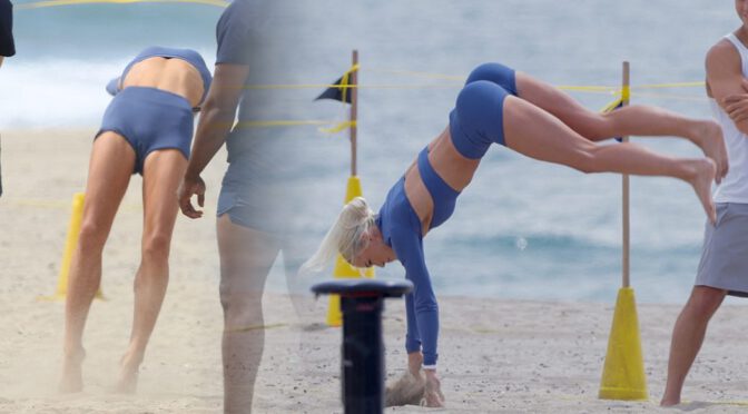 Olivia Dunne Flip And Bend In Tiny Blue Workout Gear – Camel Toe Tease Included