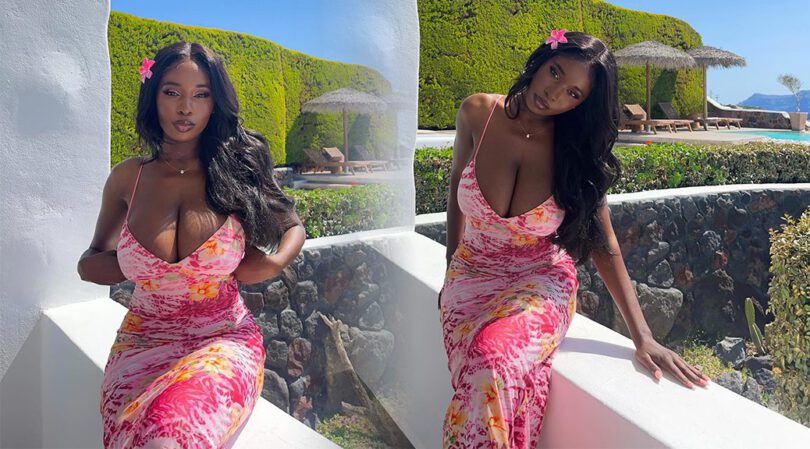 Huge Boobs On Full Display: Princia G Serves Jaw-Dropping Cleavage In Tight Floral Dress