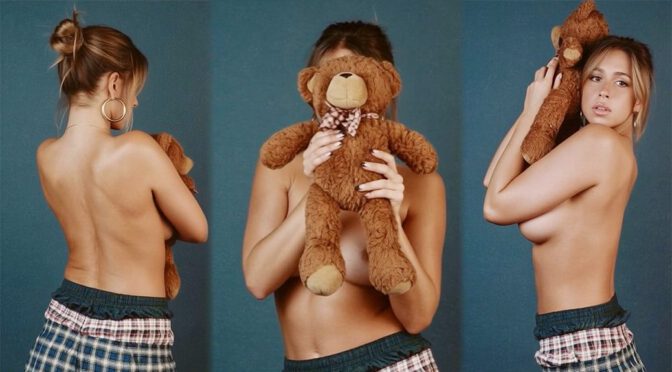 Tate McRae Topless Teddy Bear Nipslip — Arms Can’t Hide Those Boobs (NSFW)