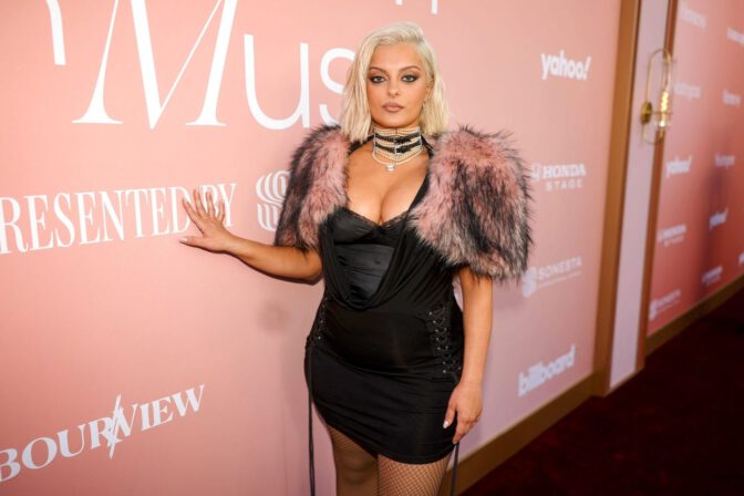 Bebe Rexha Huge Boobs Cleavage Tight Black Dress Billboard Women In Music