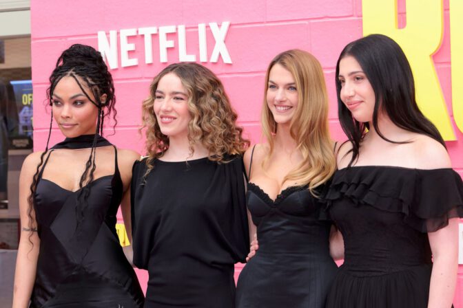 Chloe East Boobs Roommates Premiere Black Mini Dress Cleavage