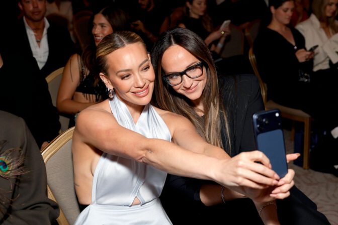 Hilary Duff Braless White Satin Dress Fashion Los Angeles Awards