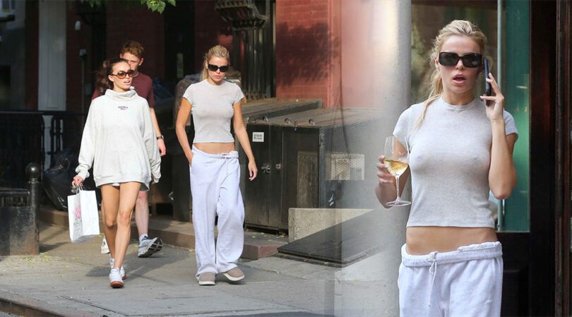 Brooks Nader Goes Completely Braless In A See-Through Crop Top For A Wild NYC Drink Run