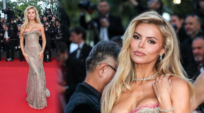 Blonde Bombshell Brooks Nader Serves Insane Boobs and Curves in Sparkling Cannes Dress