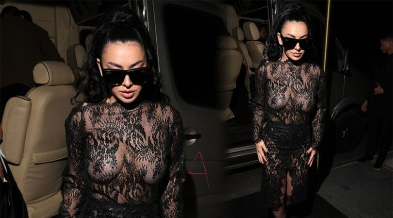 Charli XCX Flaunts Massive Boobs In Skintight Sheer Black Lace At Met Gala Bash (NSFW)
