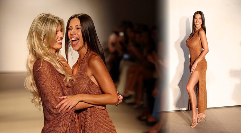 Busty Brunette Devin Brugman Walks Runway Bralless With Her Big Boobs And Tanned Thighs On Display