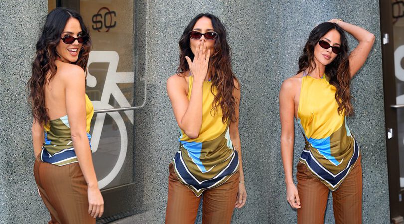 Eiza Gonzalez Stuns in Colorful Halter Top and Flared Pants for The View in New York