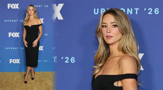 Hassie Harrison’s Sexy Cleavage Steals the Show in Tight Black Dress at Fox Upfront 2026