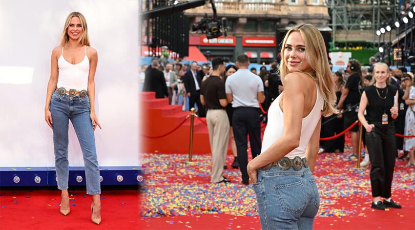 Kimberley Garner Flaunts Sexy Ass in Tight Jeans and Clingy White Bodysuit at London Premiere