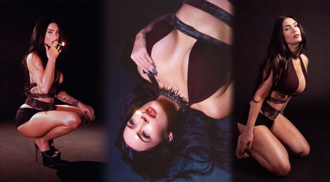 Megan Fox Kneels and Teases With Boobs Busting Out Her Tiny Top