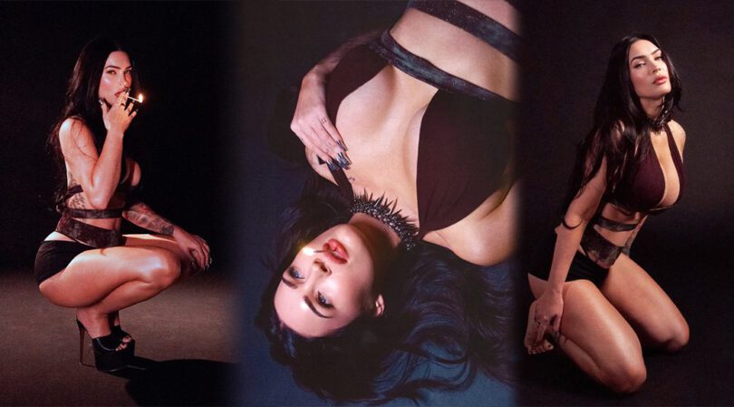 Megan Fox Kneels and Teases With Boobs Busting Out Her Tiny Top