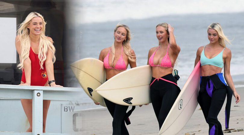 Olivia Dunne Flaunts Her Tight Gymnast Ass In Mind-Blowing High-Cut Baywatch Swimsuit On Set