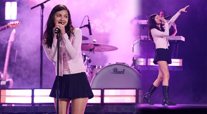 Olivia Rodrigo’s Insanely Leggy Stage Domination in Tiny Skirt at Disney Upfront