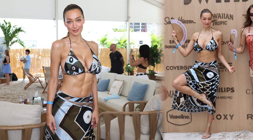 Penny Lane Busts Out of Tiny Bikini at SI Swimsuit Beach Club Party