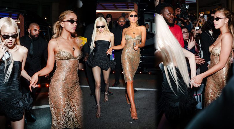 Tate McRae’s Insane Cleavage Steals the Night in Sheer Gold Lace Dress at Saint Laurent After Party