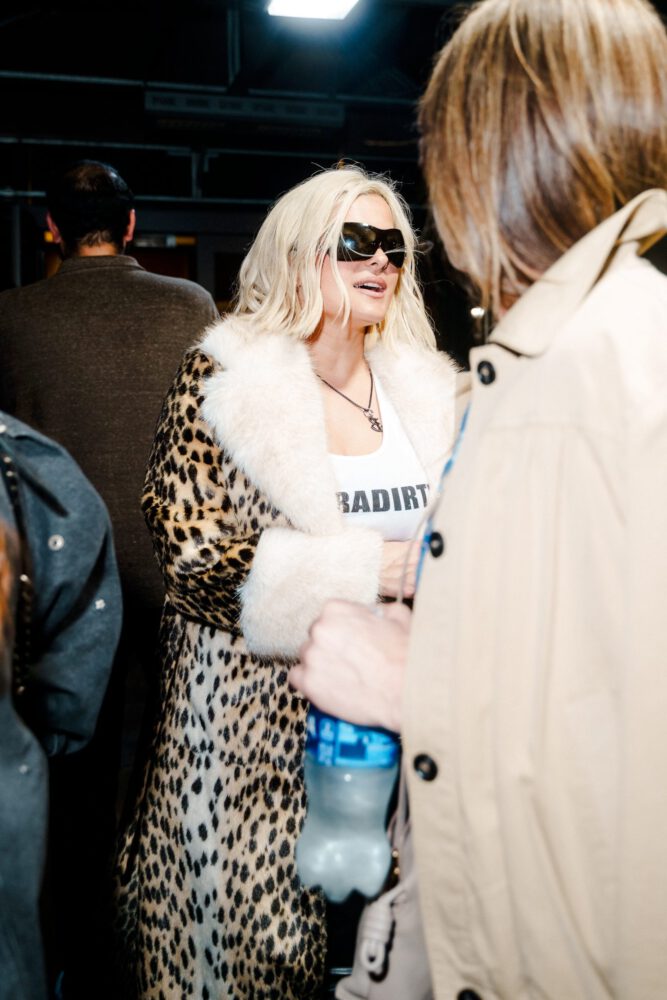 Bebe Rexha Massive Boobs Busty Leopard Coat Leather Pants Knicks Nyc