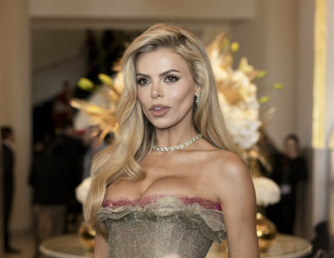 Brooks Nader Big Boobs Sparkling Lace Gown Bitter Christmas Cannes
