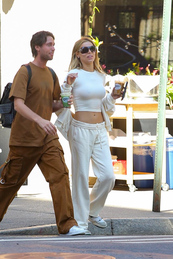 Brooks Nader Braless Pokies Toned Abs White Tracksuit Nyc