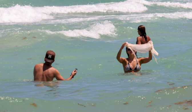 Jessica Alba Zebra Bikini Body Miami Beach