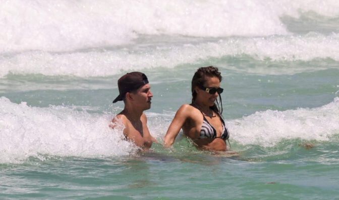 Jessica Alba Zebra Bikini Body Miami Beach